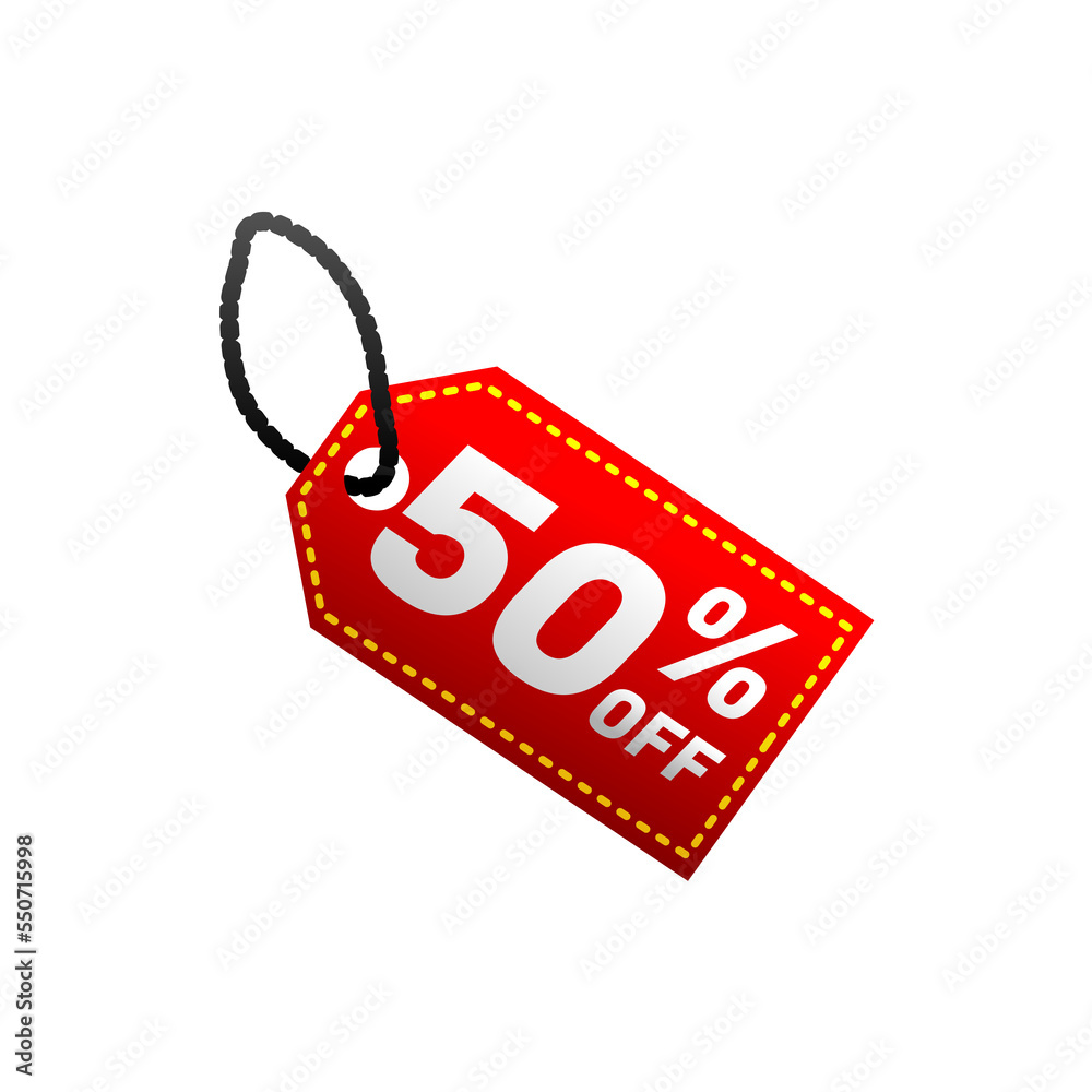 Fifty Percent Off Price Tag Illustration