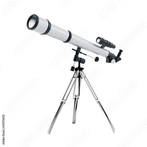 3D illustration of a telescope on transparent background. photo