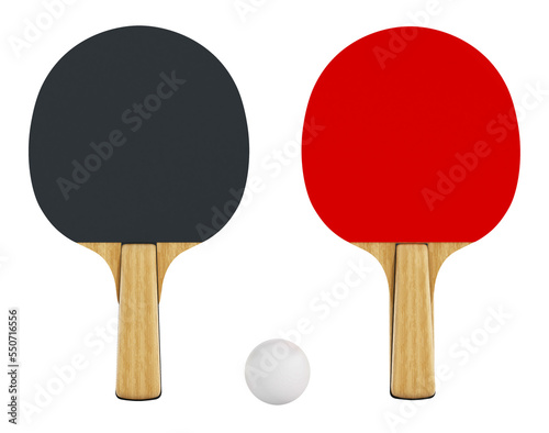 Ping pong or table tennis rackets on transparent background. photo