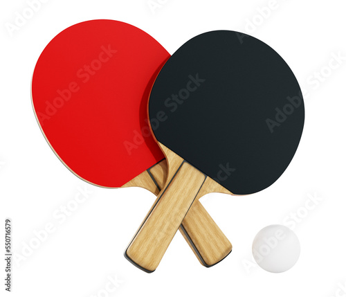 Ping pong or table tennis rackets on transparent background.