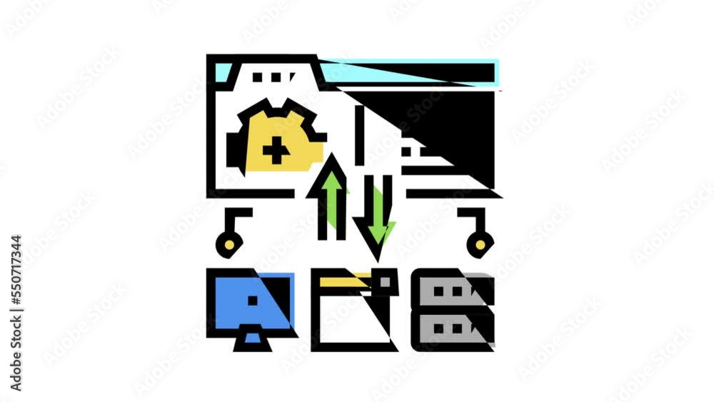 saas financial system color icon animation