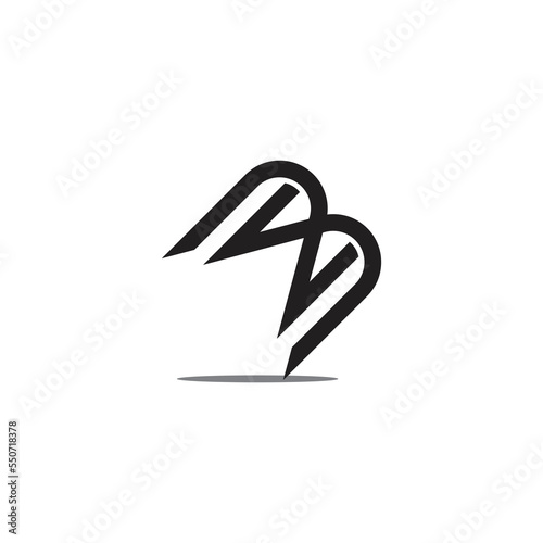 letter bw simple linked geometric shadow logo vector