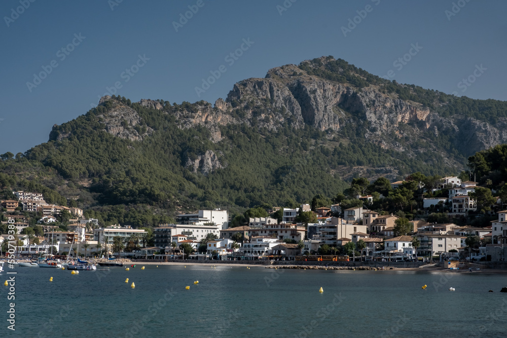 View on the nice village of Port de Soller in the Balearics