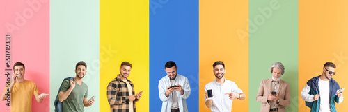 Group of men with mobile ph...