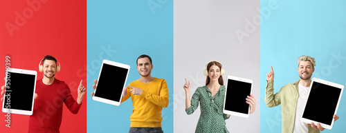 Set of people with big tabl...