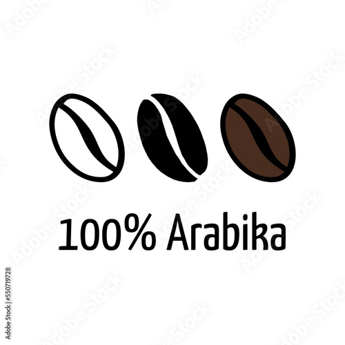 Vector coffee beans icon in silhouette, sketch, or line art style, and color option. Flat isolated illustration.