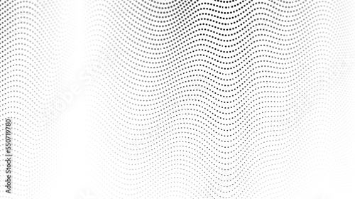 Halftone wave lines background. Abstract dotted stripes texture. Warped and curved lines wallpaper. Minimalistic design