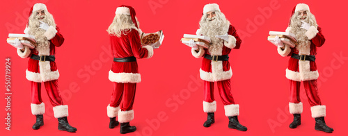 Set of Santa Claus holding ...