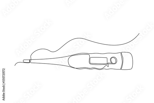 Single one line drawing Thermometer. Medical equipment concept. Continuous line draw design graphic vector illustration.