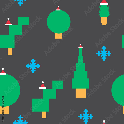 Fotografi seamless pattern with Christmas vector trees from simple shapes