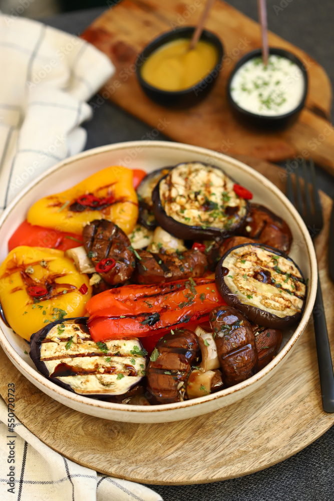 Grilled vegetables on a plate. Healthy food.