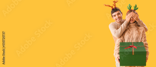 Young man making surprise f...