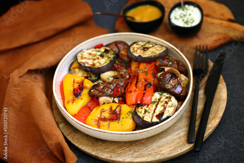 Grilled vegetables on a plate. Healthy food.