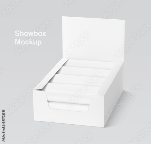 Contrast show box with bars mockup. Vector illustration. Easy to use for your product. EPS10.	