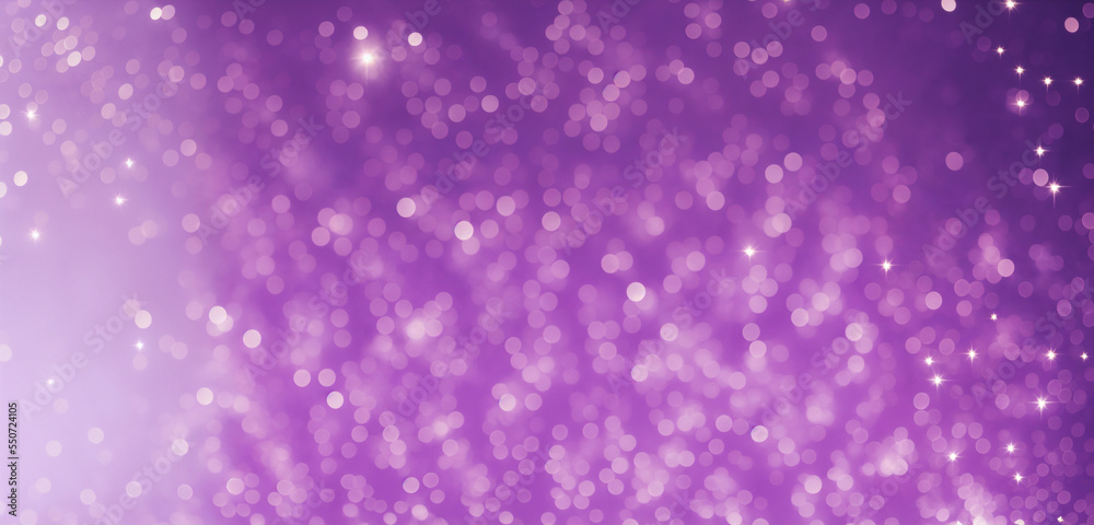 Purple holiday background filled with bright particles and bokeh effects. filled with small, individual elements, such as dots, specks, glitter, or sparkles. dynamic, abstract, and visually striking.