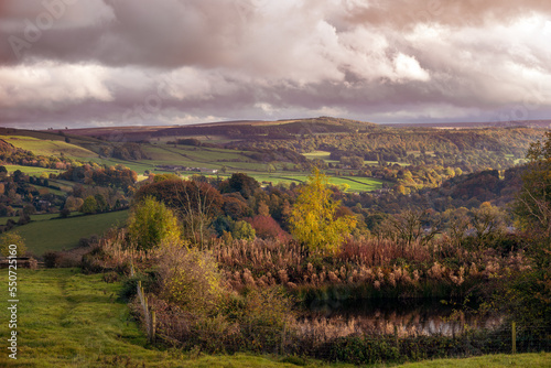 Walking in the Hope Valley in autumn, Peak District, England