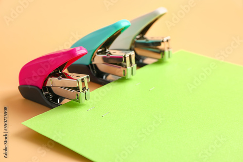 Different staplers with gre...