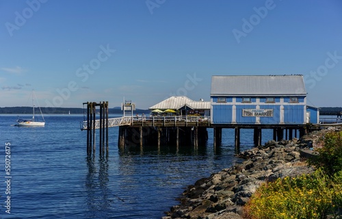 Wooden fish market is a tourist attraction in Sidney, BC, Vancouver Island, Canada © Andrea Miller