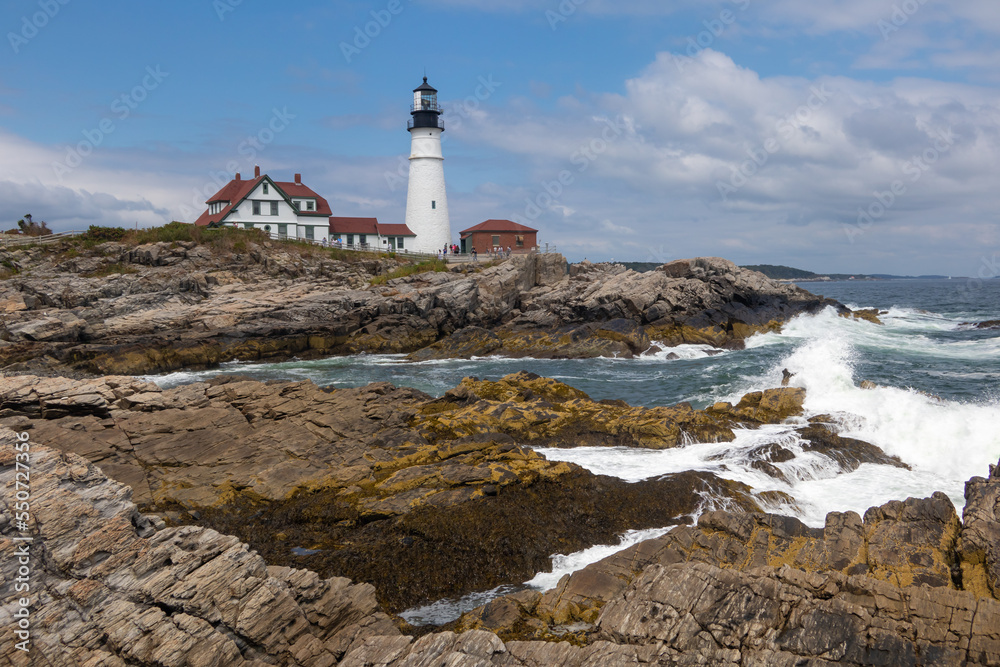 Portland Head Lighthouse, Cape Elizabeth Maine. Historic New England lighthouse Maine