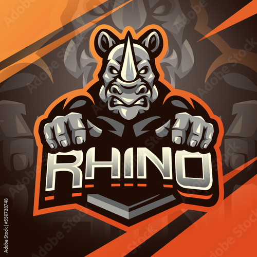 Rhino esport mascot logo design photo