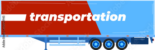 trailer transport transportation vector isolated on white, vehicle car on road, truck, cargo