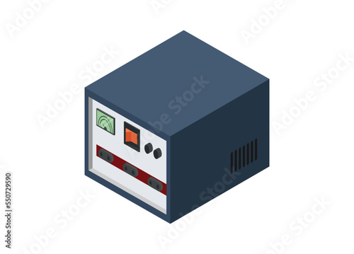 Voltage stabilizer. Simple flat illustration in isometric view.