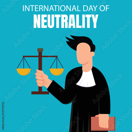 illustration vector graphic of a male judge holding a balance sheet and holding a law book, perfect for international day, international day of neutrality, celebrate, greeting card, etc. photo