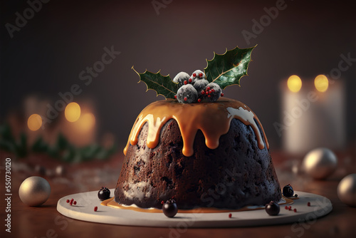 Christmas Pudding on a plate photo