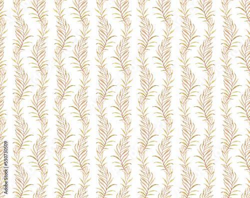 Tropical Palm Tree Plant Leaves Vintage Background Floral Seamless Pattern Light