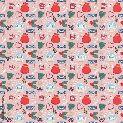 Christmas doodle drawing seamless pattern illustration