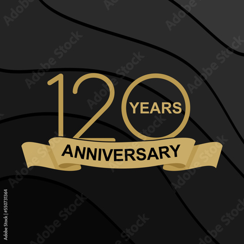 120 Years Anniversary Celebration. Design 120th anniversary celebration. design golden on black background. Vector Template Design Illustration photo