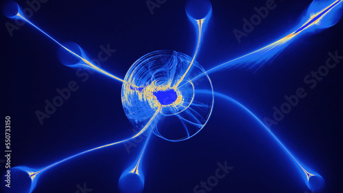 Abstract Patterns On Dark Background With Blue Lines Curves Particles