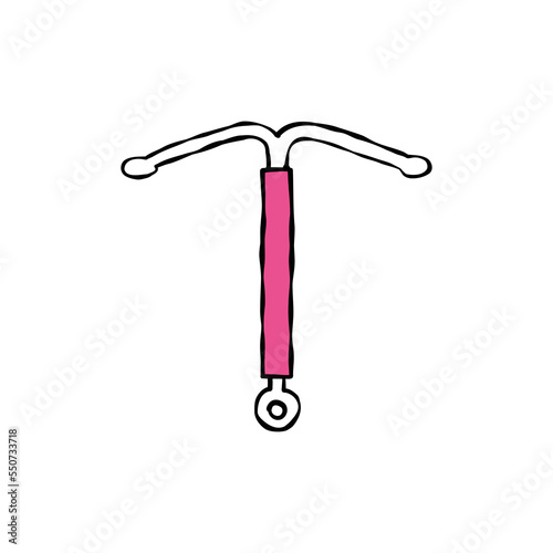 intrauterine device doodle icon, vector hand drawn illustration