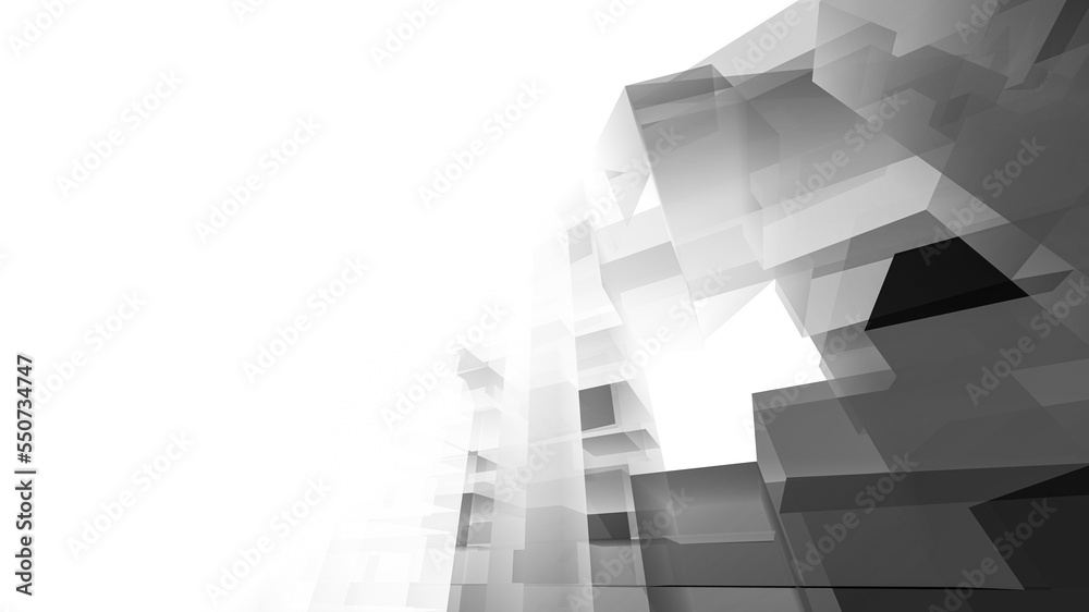 Abstract black and white architectural rendering 3d illustration Abstract black and white architectural rendering 3d illustration