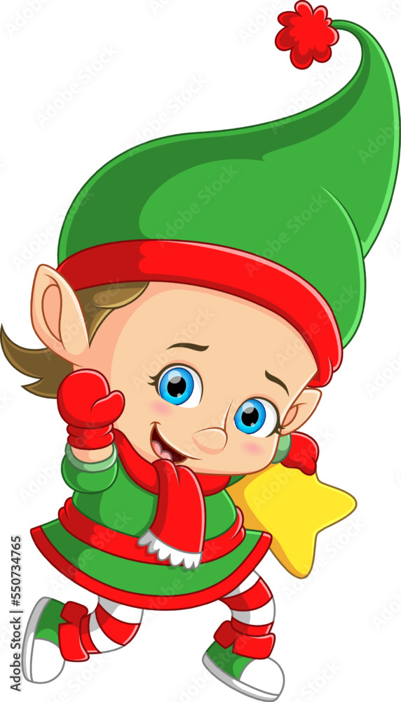 A cute elf holding star A cute elf holding star