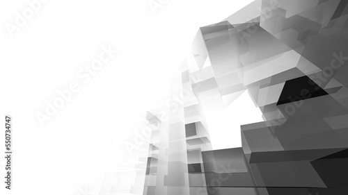 Abstract black and white architectural rendering 3d illustration