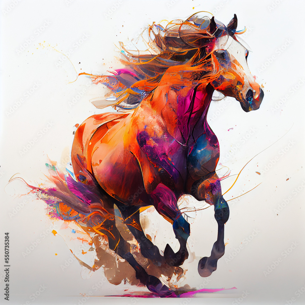 horse painting on a white background Stock Illustration Adobe Stock