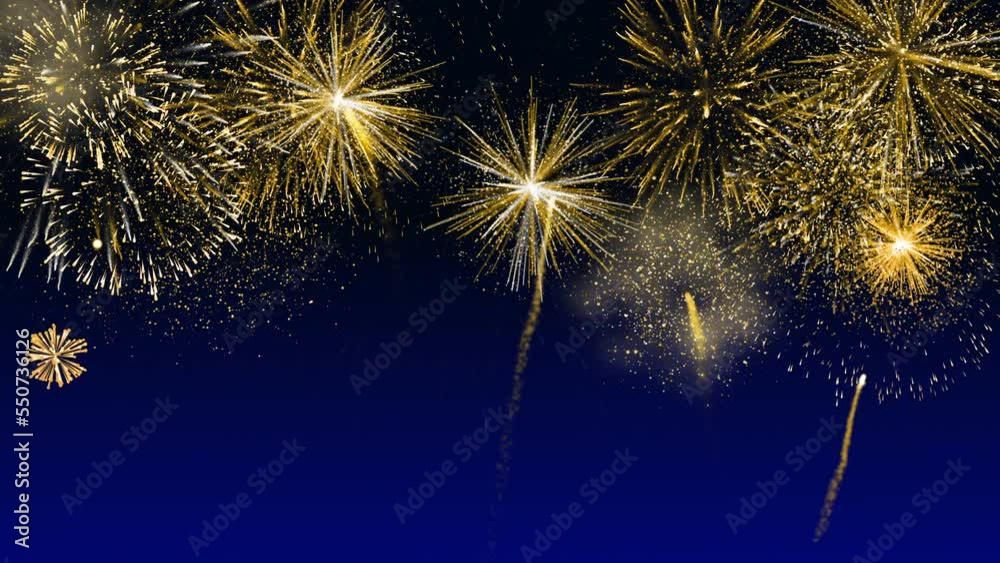 Looping golden fireworks in the sky