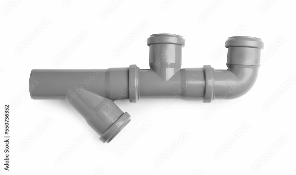 Polypropylene sewer pipe isolated on white. Plumbing supply Polypropylene sewer pipe isolated on white. Plumbing supply