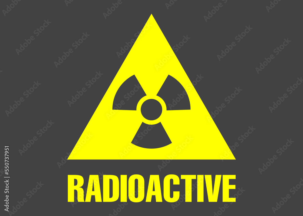 Radioactive sign on grey background. Hazard symbol Radioactive sign on grey background. Hazard symbol