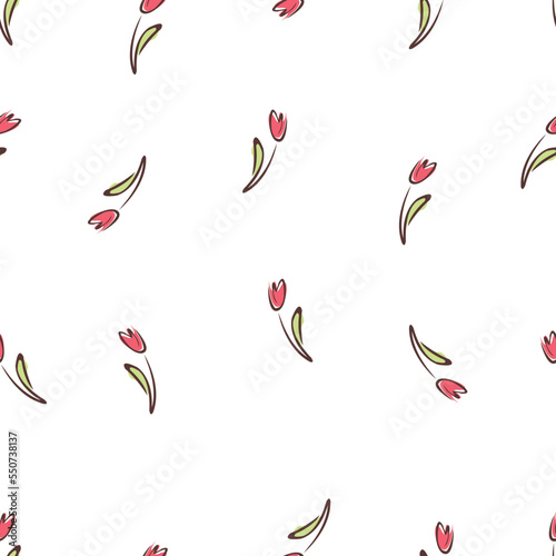 Abstract floral seamless pattern tulips .Trendy hand drawn textures. Modern abstract design for,paper, cover, fabric and other users