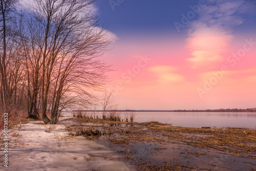 Beautiful winter landscape at the ravine Petrie Island, Ottawa