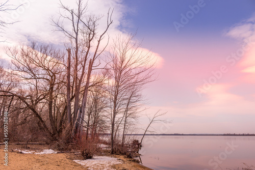 Beautiful winter landscape at the ravine Petrie Island, Ottawa