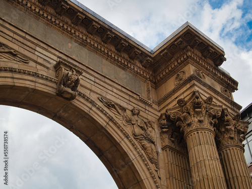 Union station arch in the Arena District of Columbus ,Ohio photo
