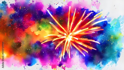 There are colorful fireworks in the sky and people are cheering.