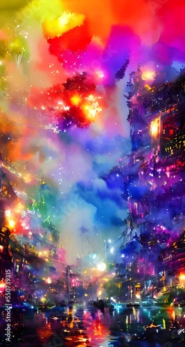I am surrounded by the smell of gunpowder and explosions as brightly colored lights fill the sky. I can hear laughter and cheering all around me as people celebrate the new year.