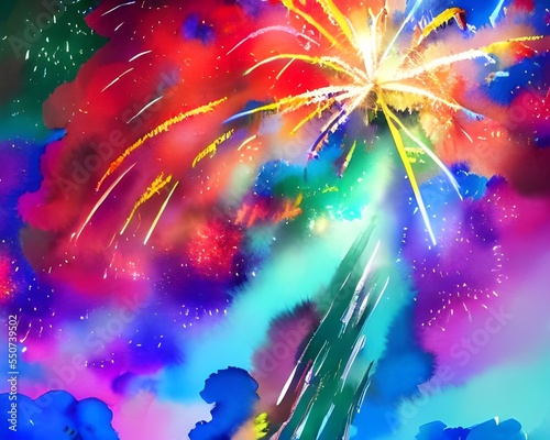 I am watching the new year s fireworks. The sky is lit up with vibrant colors and I can see sparks flying everywhere.