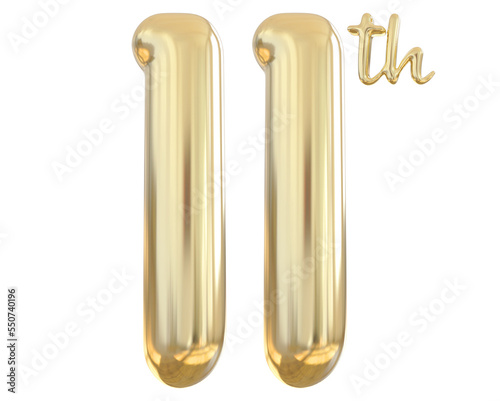 11th anniversary numbers gold celebrate number