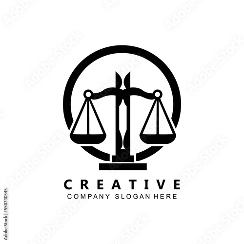 Law Logo, Scales Justice Vector, Design For Pawnshop Brands, Law, Attorney, Financial Institutions