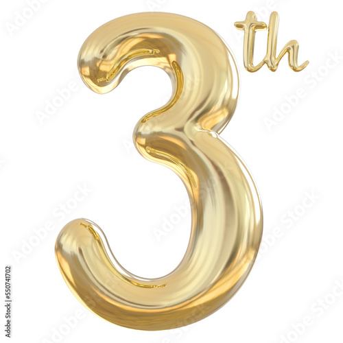 3th anniversary numbers gold celebrate number